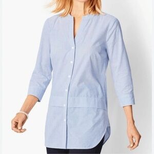 Talbots Blue and White Pinstriped Size 2X Shirt